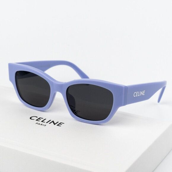 NEW Celine CL40197U 78A MONOCHROMS Shiny Lilac Smoke Unisex Cat Eye Sunglasses - Picture 1 of 11